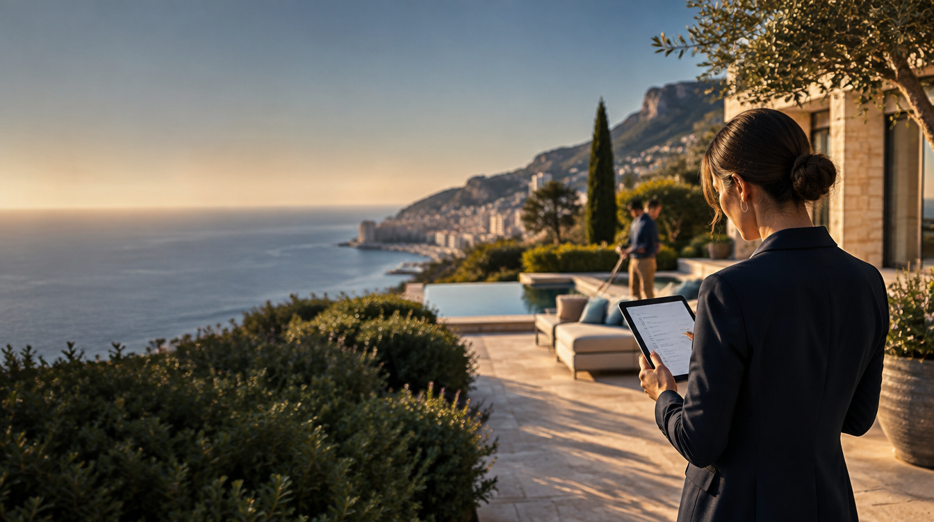 Property manager suivant une résidence privée à Monaco avec un prestataire d’entretien